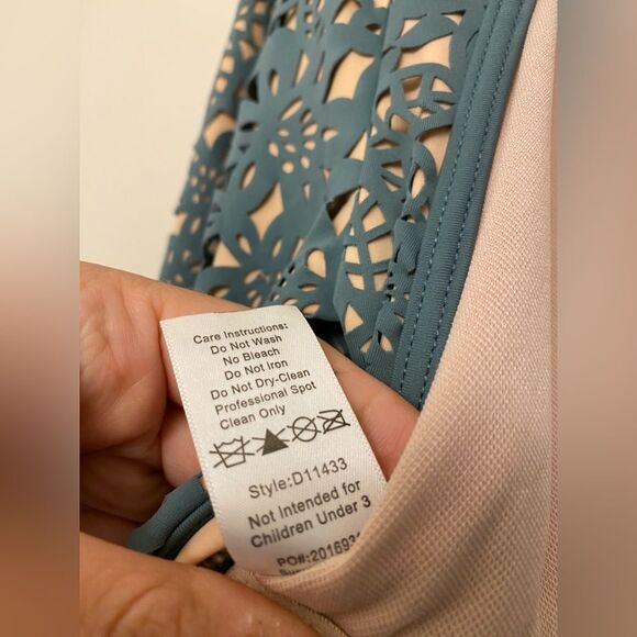 Weissman solo Dance costume custom sage green Laser Cut Floral Dress D11433 LA - Picture 6 of 10